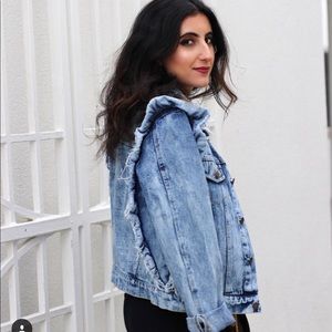 Ruffle Denim Jacket Small